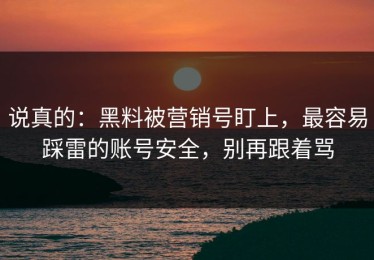 说真的：黑料被营销号盯上，最容易踩雷的账号安全，别再跟着骂
