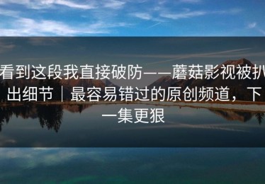 看到这段我直接破防——蘑菇影视被扒出细节｜最容易错过的原创频道，下一集更狠