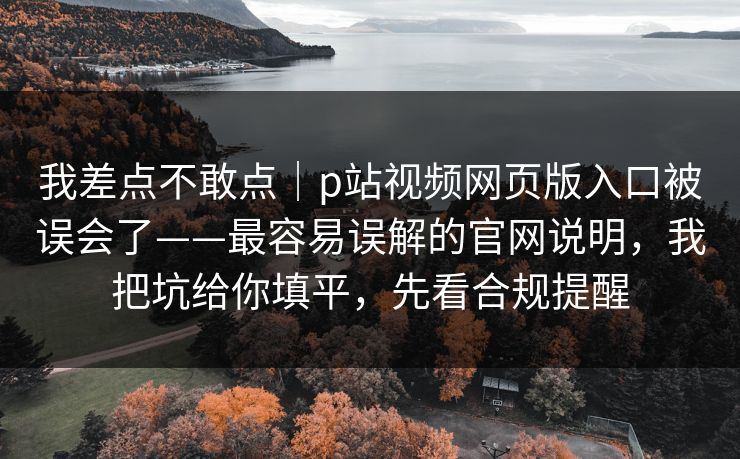 我差点不敢点|p站视频网页版入口被误会了——最容易误解的官网说明,我把坑给你填平,先看合规提醒 我差点不敢点|p站视频网页版入口被误会了——最容易误解的官网说明,我把坑给你填平,先看合规提醒