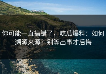 你可能一直搞错了，吃瓜爆料：如何溯源来源？别等出事才后悔
