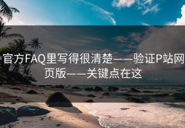官方FAQ里写得很清楚——验证P站网页版——关键点在这