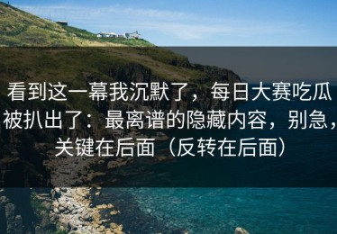 看到这一幕我沉默了，每日大赛吃瓜被扒出了：最离谱的隐藏内容，别急，关键在后面（反转在后面）