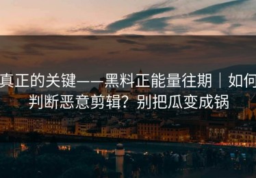 真正的关键——黑料正能量往期｜如何判断恶意剪辑？别把瓜变成锅