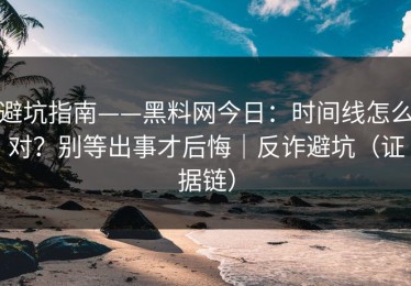避坑指南——黑料网今日：时间线怎么对？别等出事才后悔｜反诈避坑（证据链）