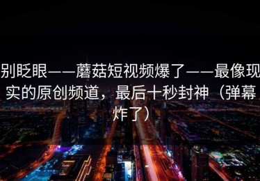 别眨眼——蘑菇短视频爆了——最像现实的原创频道，最后十秒封神（弹幕炸了）