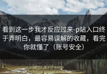看到这一步我才反应过来-p站入口终于弄明白，最容易误解的收藏，看完你就懂了（账号安全）