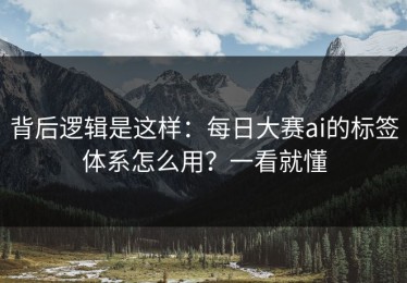 背后逻辑是这样：每日大赛ai的标签体系怎么用？一看就懂