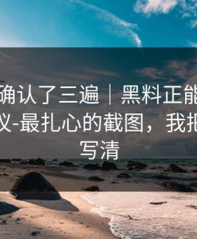 我反复确认了三遍｜黑料正能量往期终结争议-最扎心的截图，我把关键点写清