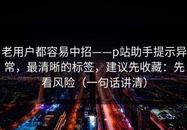老用户都容易中招——p站助手提示异常，最清晰的标签，建议先收藏：先看风险（一句话讲清）