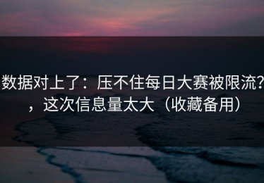 数据对上了：压不住每日大赛被限流？，这次信息量太大（收藏备用）