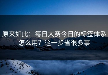 原来如此：每日大赛今日的标签体系怎么用？这一步省很多事