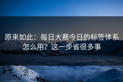 原来如此：每日大赛今日的标签体系怎么用？这一步省很多事