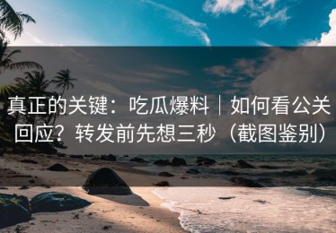 真正的关键：吃瓜爆料｜如何看公关回应？转发前先想三秒（截图鉴别）