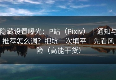 隐藏设置曝光：P站（Pixiv）｜通知与推荐怎么调？把坑一次填平｜先看风险（高能干货）