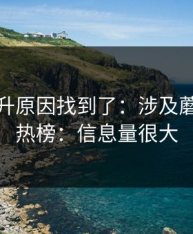 数据飙升原因找到了：涉及蘑菇视频热榜：信息量很大