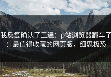 我反复确认了三遍：p站浏览器翻车了：最值得收藏的网页版，细思极恐