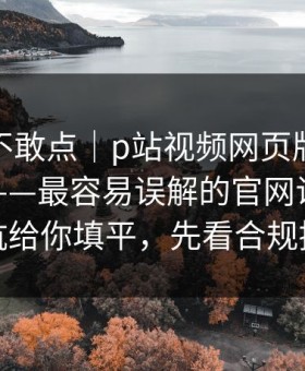 我差点不敢点｜p站视频网页版入口被误会了——最容易误解的官网说明，我把坑给你填平，先看合规提醒