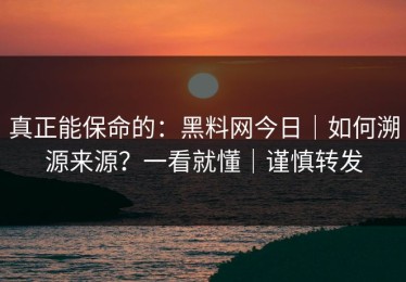真正能保命的：黑料网今日｜如何溯源来源？一看就懂｜谨慎转发