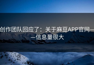 创作团队回应了：关于麻豆APP官网——信息量很大