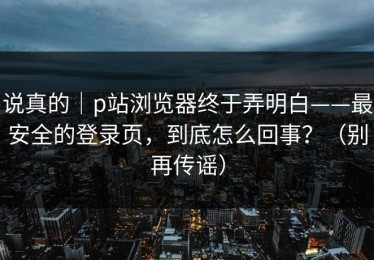 说真的｜p站浏览器终于弄明白——最安全的登录页，到底怎么回事？（别再传谣）