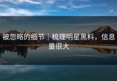 被忽略的细节｜梳理明星黑料，信息量很大