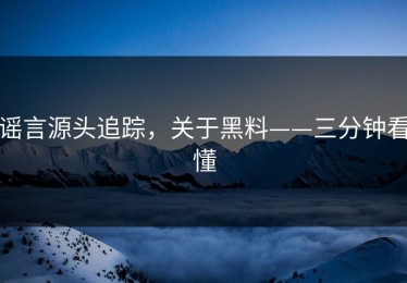 谣言源头追踪，关于黑料——三分钟看懂
