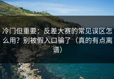 冷门但重要：反差大赛的常见误区怎么用？别被假入口骗了（真的有点离谱）