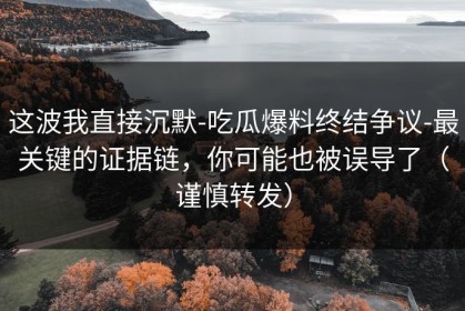 这波我直接沉默-吃瓜爆料终结争议-最关键的证据链，你可能也被误导了（谨慎转发）