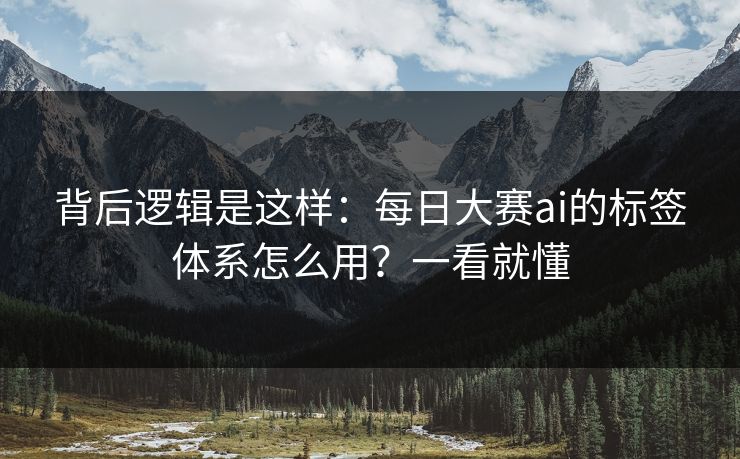 背后逻辑是这样：每日大赛ai的标签体系怎么用？一看就懂