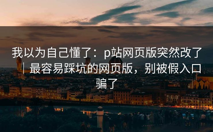 我以为自己懂了:p站网页版突然改了|最容易踩坑的网页版,别被假入口骗了 我以为自己懂了:p站网页版突然改了|最容易踩坑的网页版,别被假入口骗了