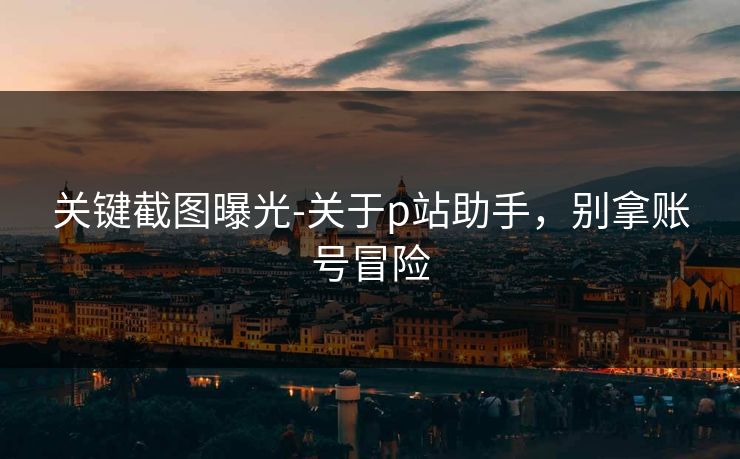 关键截图曝光-关于p站助手,别拿账号冒险 关键截图曝光-关于p站助手,别拿账号冒险