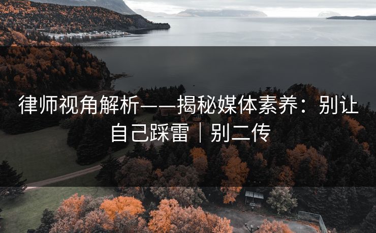 律师视角解析——揭秘媒体素养:别让自己踩雷|别二传 律师视角解析——揭秘媒体素养:别让自己踩雷|别二传