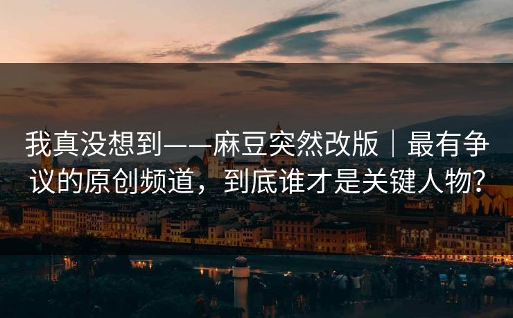 我真没想到——麻豆突然改版|最有争议的原创频道,到底谁才是关键人物? 我真没想到——麻豆突然改版|最有争议的原创频道,到底谁才是关键人物?