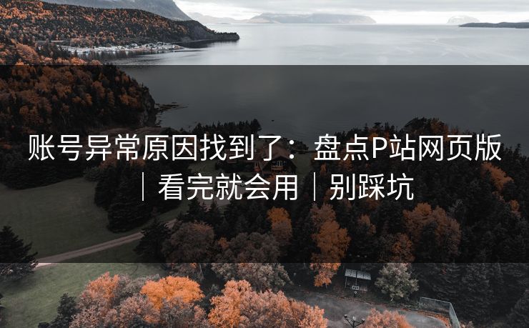 账号异常原因找到了:盘点P站网页版|看完就会用|别踩坑 账号异常原因找到了:盘点P站网页版|看完就会用|别踩坑