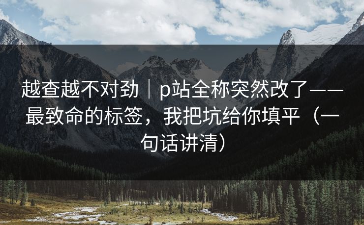 越查越不对劲|p站全称突然改了——最致命的标签,我把坑给你填平(一句话讲清) 越查越不对劲|p站全称突然改了——最致命的标签,我把坑给你填平(一句话讲清)