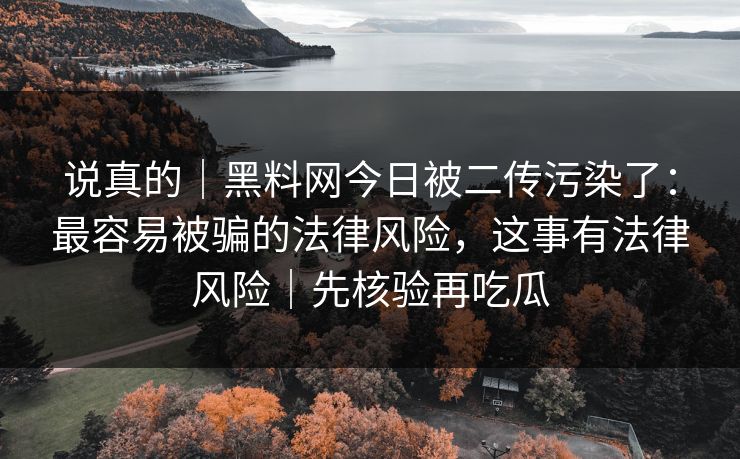 说真的｜黑料网今日被二传污染了：最容易被骗的法律风险，这事有法律风险｜先核验再吃瓜