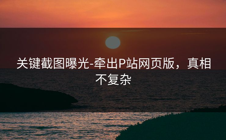 关键截图曝光-牵出P站网页版，真相不复杂
